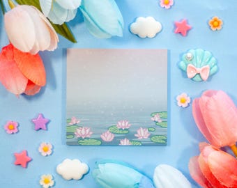 Lotus Pond Aesthetic Sticky Note Memo Pad | Kawaii Aesthetic