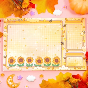 Sunflower Dreams Brain Dump Planer Pad | Kawaii Art Nettes ästhetisches Briefpapier Bürobedarf Geschenk
