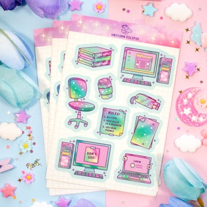 Computer Lab Aesthetic Sticker Sheet | Kawaii Stickers - Etsy