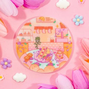 Cafe Quest Acrylic Coaster | Kawaii Drinks Coaster Home Decor Accessories