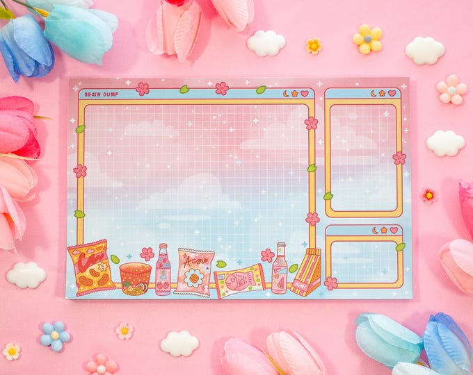 Mini Mart Brain Dump Planner Pad | Kawaii Art Aesthetic Stationery