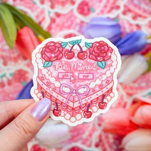 Vintage hartcake schattige esthetische vinylsticker