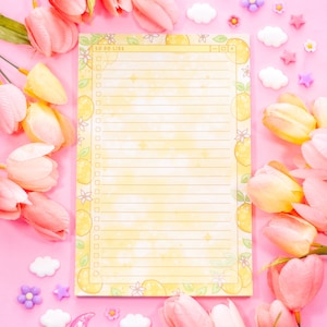 Zitronen To Do Liste Planner Pad | Verträumtes Notizbuch im Kawaii Stil