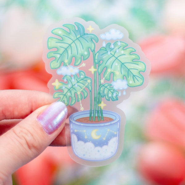 Monstera CLEAR Sticker | Cute Aesthetic Waterproof Durable Laptop Sticker