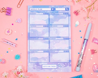 Blue Skies Weekly Planner Pad | Kawaii Art Aesthetic Stationery