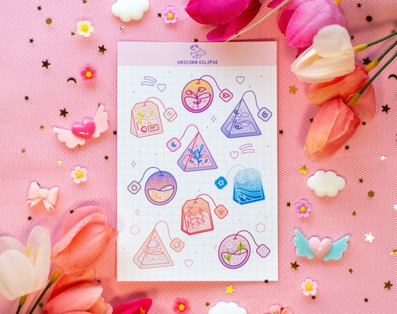 Tea Bags Aesthetic Cute Sticker Sheet Planner Stickers, Decorative Stickers,  Sticker Sheet 