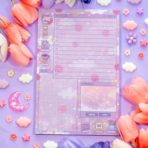 Pastel Academia Daily Planner Pad | Kawaii Art Cute Aesthetic Stationery Office Supplies Gift