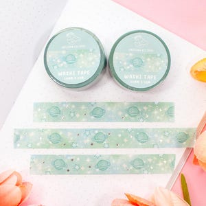 Green Galaxy Washi Tape | Aesthetic Kawaii Cute Stationery