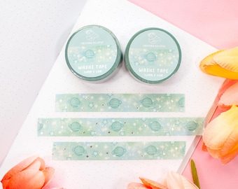 Green Galaxy Washi Tape | Aesthetic Kawaii Cute Stationery