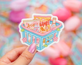 Warenkorb Aufkleber | Niedliche ästhetische wasserdichte langlebige Laptop-Aufkleber