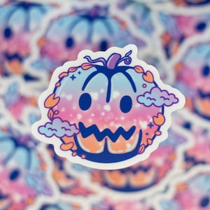 Pumpkin Vinyl Sticker | Cute Aesthetic Spooky Halloween Stickers, Kawaii Stickers, Waterproof