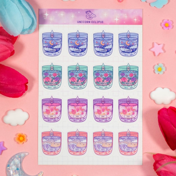 Affirmation Candles Aesthetic Cute Sticker Sheet