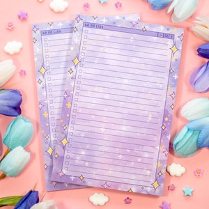 Sparkles To Do List Planner Pad Dreamy Cute Kawaii Art Aesthetic Stationery Note Pad image 3