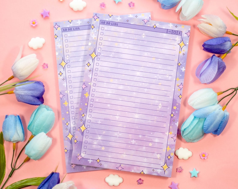 Sparkles To Do List Planner Pad Dreamy Cute Kawaii Art Aesthetic Stationery Note Pad image 3