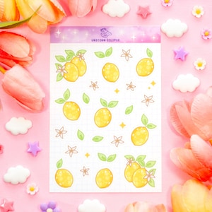 Citroenen esthetisch stickervel | Plannerstickers, kawaiistickers