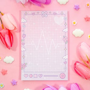 Healing Hearts Notepad | Cute Dreamy Kawaii Aesthetic Stationery Memo Pad