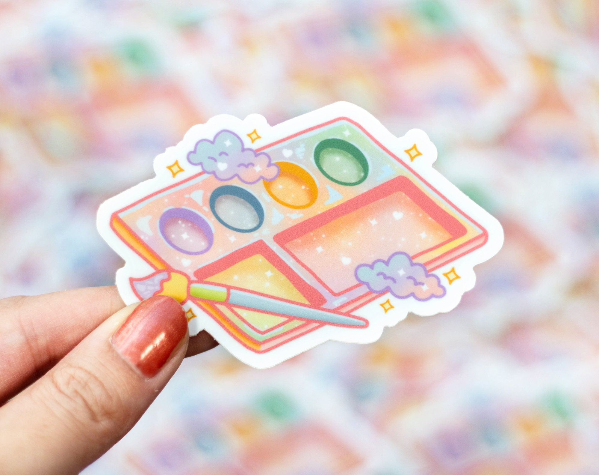 Paint Palette Cute Aesthetic Vinyl Sticker Waterproof Etsy
