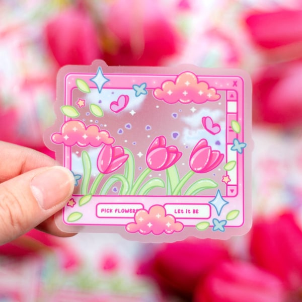 Tulip Dreams Window CLEAR Sticker | Cute Aesthetic Waterproof Durable Laptop Sticker