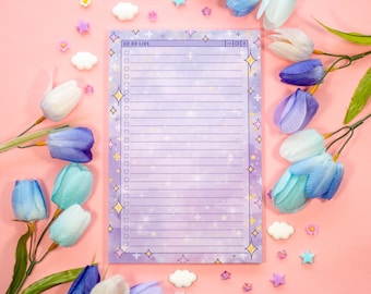 Sparkles To Do List Planner Pad | Dreamy Cute Kawaii Art Aesthetic Stationery Note Pad