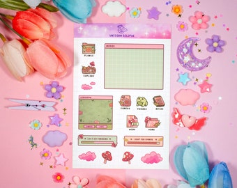 Mushroom Cottagecore Aesthetic Sticker Sheet | Planner Stickers, Kawaii Stickers