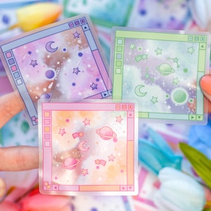 Galaxy Fenster klar Vinyl wasserfest Aufkleber | Kawaii Kosmos ästhetisches Laptop Aufkleber