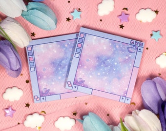 Blue Galaxy Window Sticky Note | Cute Kawaii Dreamy Space Aesthetic Stationery Memo Pad