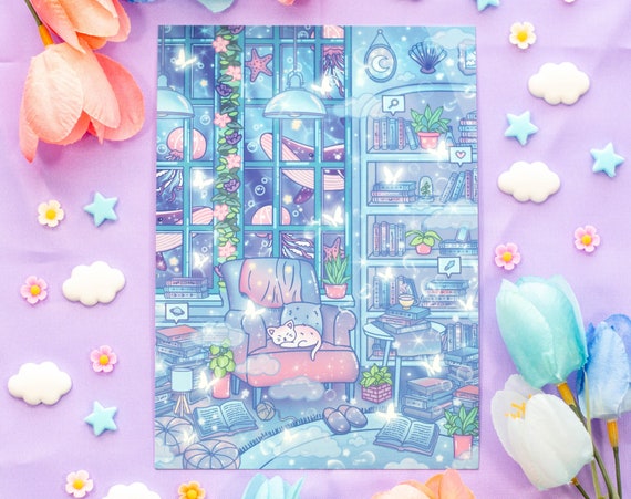 Reading Room Cute Art Print