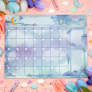 Celestial Galaxy Monthly Planner Pad | 24 pages Dreamy Cute Aesthetic Stationery Note Pad