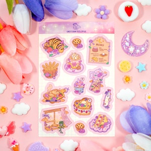 Cafe Quest Sticker Sheet | Bakery Stickers, Kawaii Stickers, Planner, Cute Foods