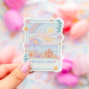 Beach Day Photograph Sticker | Cute Aesthetic Waterproof Durable Laptop Sticker