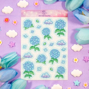 Arkusz naklejek estetycznych Hydrangea Dreams | Naklejki do planera, naklejki Kawaii