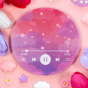 Sunset Music Player Acrylic Coaster | Kawaii Drinks Coaster Home Decor Accessories