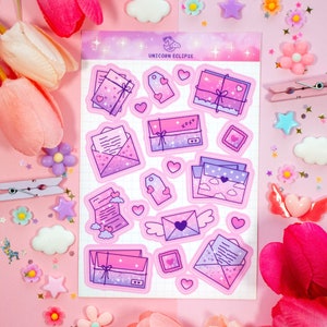 Love Letters Sticker Sheet | Valentines Day Stickers, Kawaii Stickers, Planner