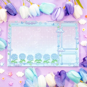 Hydrangea Dreams Brain Dump Planner Pad | Kawaii Art Cute Aesthetic Stationery Office Supplies Gift