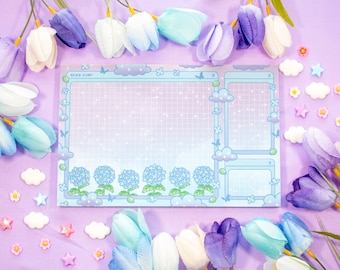 Hydrangea Dreams Brain Dump Planner Pad | Kawaii Art Cute Aesthetic Stationery Office Supplies Gift
