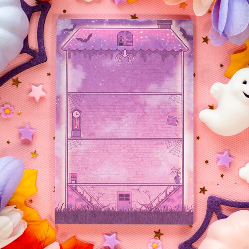 Haunted House Spooky Halloween Aesthetic Cute Memo Notepad - Etsy