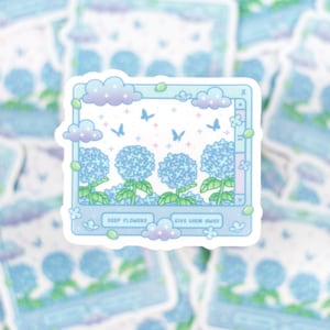 Hydrangea Dreams CLEAR Sticker | Cute Aesthetic Waterproof Durable Laptop Sticker