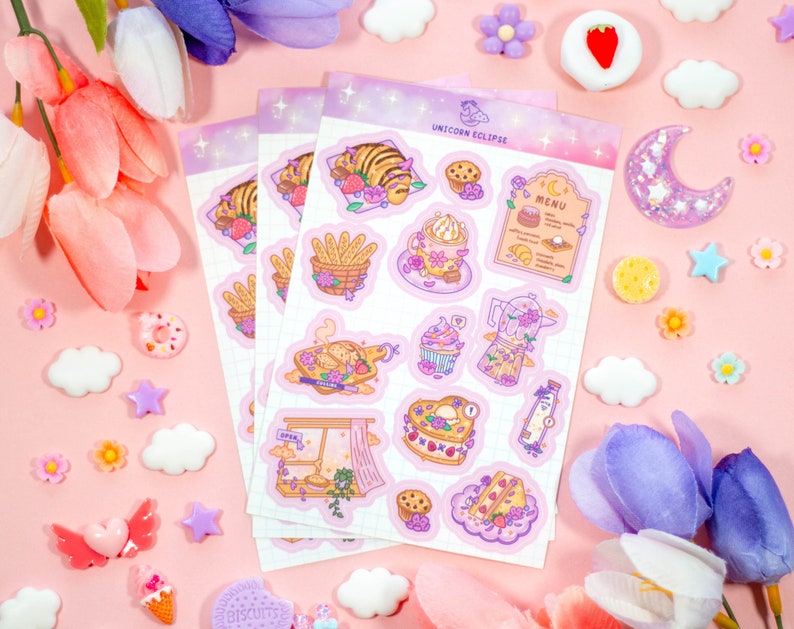 Cafe Quest Sticker Sheet | Bakery Stickers, Kawaii Stickers, Planner ...
