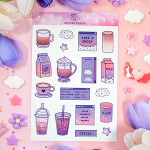 Coffee Shop Aesthetic Cute Sticker Sheet