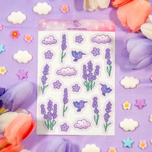 Arkusz naklejek estetycznych Lavender Dreams | Naklejki do planera, naklejki Kawaii