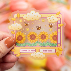 Sunflower Dreams Window CLEAR Sticker | Cute Aesthetic Waterproof Durable Laptop Sticker