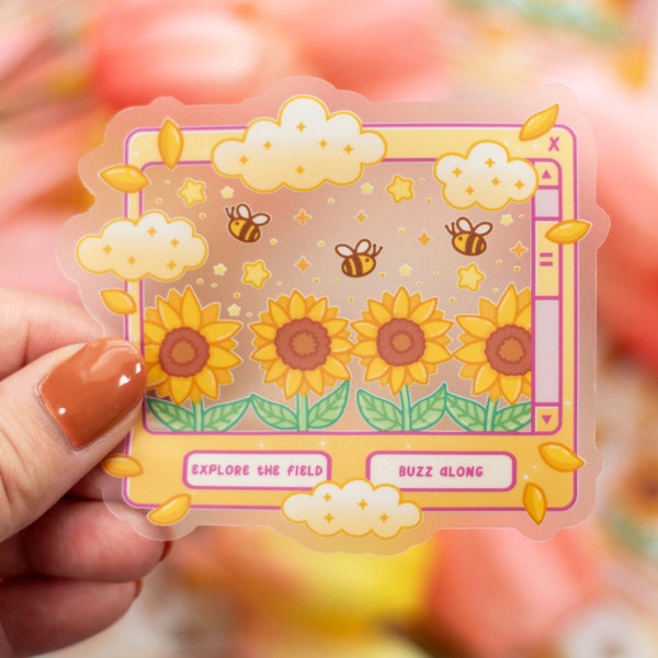 Sunflower Dreams Window CLEAR Sticker | Cute Aesthetic Waterproof Durable Laptop Sticker