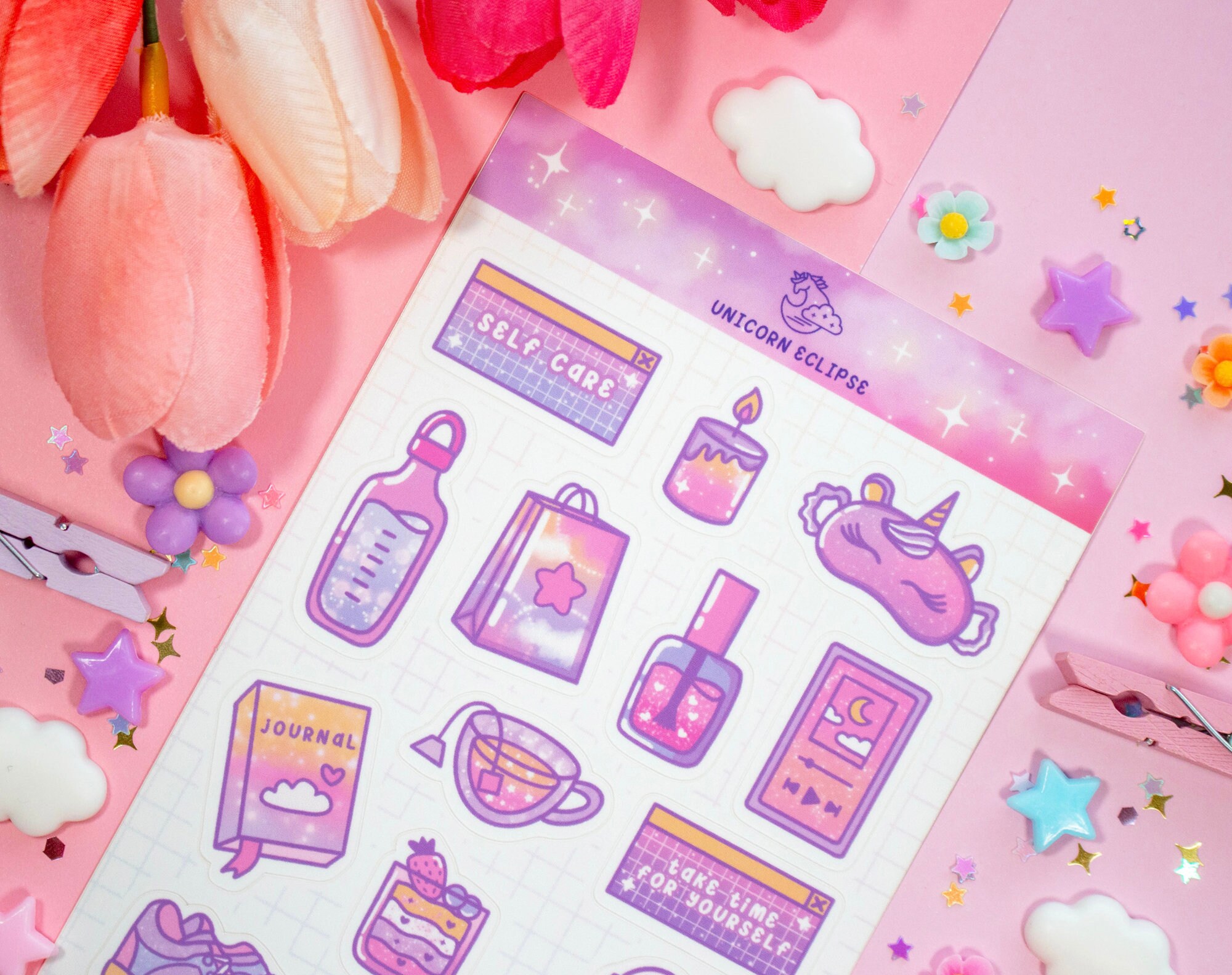 Self Care Aesthetic Cute Sticker Sheet - Etsy