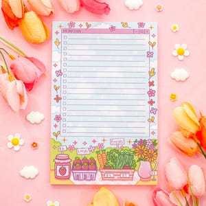 Farmers Market To Do List Planner Pad | Kawaii Art Aesthetic Stationery
