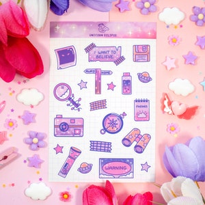 Pastelkleurig Cryptidcore-stickervel | Plannerstickers, decoratieve stickers