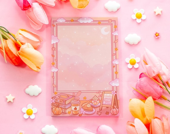 Pumpkin Cafe Notepad | Cute Dreamy Kawaii Aesthetic Stationery Memo Pad