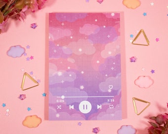 Sunset Music Player Aesthetic Cute Memo Notepad
