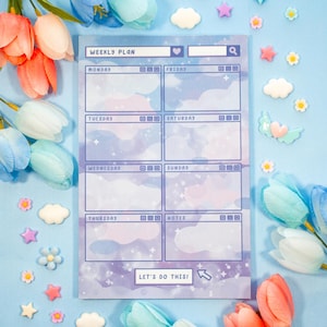 Blue Skies Weekly Planner Pad | Kawaii Art Aesthetic Stationery
