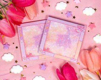 Pink Galaxy Fenster Sticky Note | Süßer Kawaii Dreamy Space Ästhetik Briefpapier-Memoblock