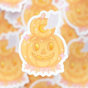 Jack-o-lantern CLEAR Sticker | Cute Aesthetic Waterproof Durable Laptop Sticker